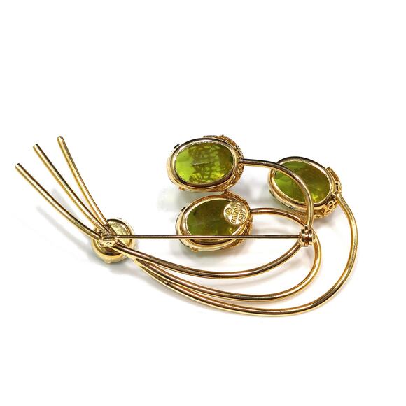 Sarah Coventry Touch of Elegance Green Crystal Brooch Gold Tone 1970s - Picture 3 of 10
